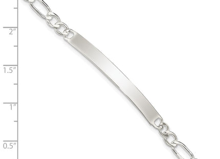 Sterling Silver Figaro Link ID Bracelet (Style QID184-7.5)