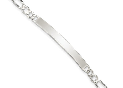 Sterling Silver Figaro Link ID Bracelet (Style QID184-7.5)
