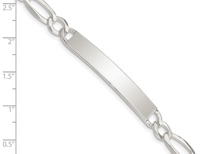 Sterling Silver Figaro Link ID Bracelet (Style QID186-7.5)