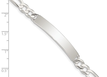 Sterling Silver Figaro Link ID Bracelet (Style QID187-7.5)