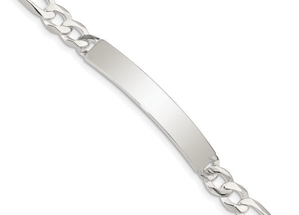 Sterling Silver Figaro Link ID Bracelet (Style QID187-7.5)