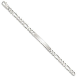Sterling Silver Figaro Link ID Bracelet, 7.5 x 7mm view