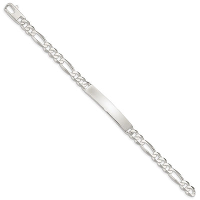 Sterling Silver Figaro Link ID Bracelet, 7.5 x 7mm