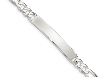 Sterling Silver Figaro Link ID Bracelet (Style QID188-7.5)