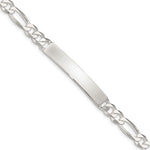 Sterling Silver Figaro Link ID Bracelet, 7.5 x 7mm view