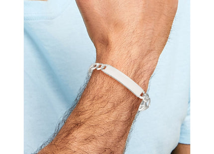 Sterling Silver Figaro Link ID Bracelet (Style QID189-7.5)