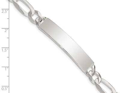 Sterling Silver Figaro Link ID Bracelet (Style QID189-7.5)