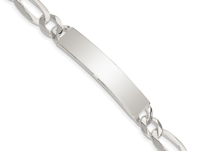Sterling Silver Figaro Link ID Bracelet (Style QID189-7.5)