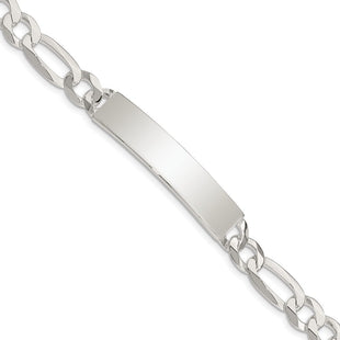 Sterling Silver Figaro Link ID Bracelet (Style QID189-7.5)