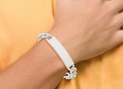 Sterling Silver Figaro Link ID Bracelet (Style QID190-7.5)