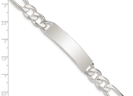 Sterling Silver Figaro Link ID Bracelet (Style QID190-7.5)