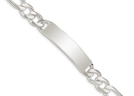 Sterling Silver Figaro Link ID Bracelet (Style QID190-7.5)