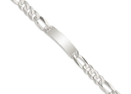 Sterling Silver Figaro Link ID Bracelet (Style QID191-8.5)