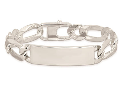 Sterling Silver Figaro Link ID Bracelet (Style QID191-8.5)