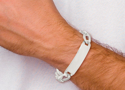 Sterling Silver Figaro Link ID Bracelet (Style QID191-8.5)