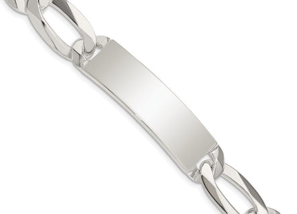 Sterling Silver Figaro Link ID Bracelet (Style QID191-8.5)