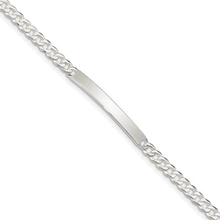 Sterling Silver Curb Link ID Bracelet (Style QID195-7.5)
