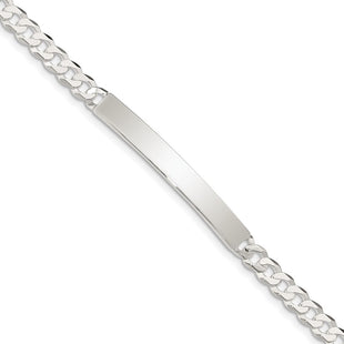 Sterling Silver Curb Link ID Bracelet (Style QID196-7.5)