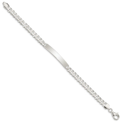 Sterling Silver Curb Link ID Bracelet, 7.5 x 6mm (-7.5)