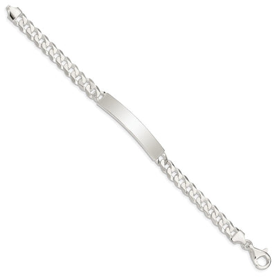 Sterling Silver Curb Link ID Bracelet, 7.5 x 7mm