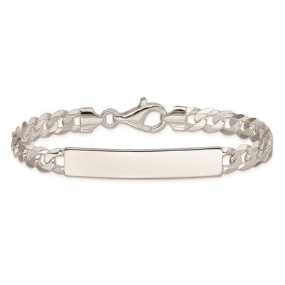 Sterling Silver Curb Link ID Bracelet, 7.5 x 7mm