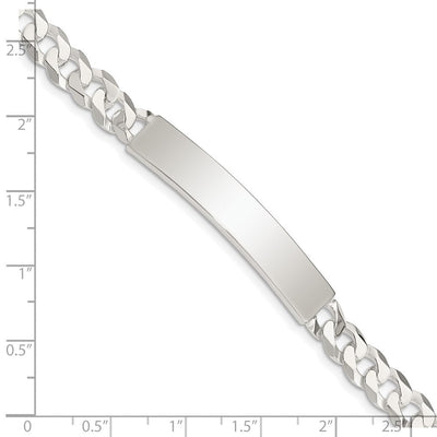 Sterling Silver Curb Link ID Bracelet, 7.5 x 7mm