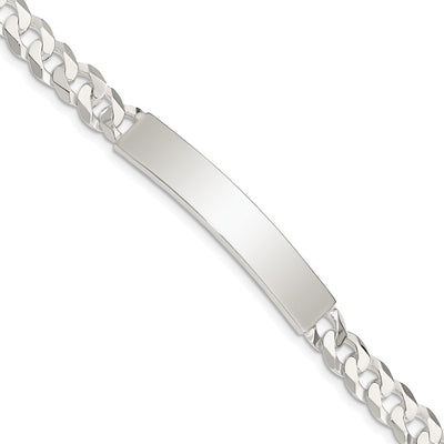 Sterling Silver Curb Link ID Bracelet, 7.5 x 7mm