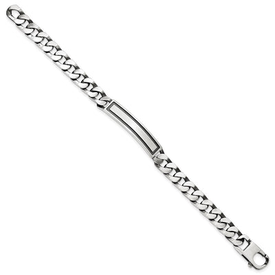 Sterling Silver Antiqued Satin Curb Link ID Bracelet