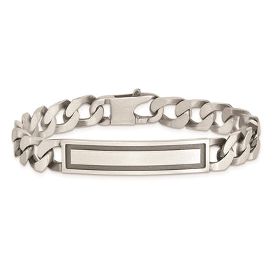 Sterling Silver Antiqued Satin Curb Link ID Bracelet