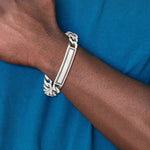 Sterling Silver Antiqued Satin Curb Link ID Bracelet view