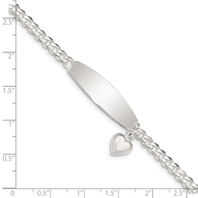 Sterling Silver w/Heart Charm ID Bracelet