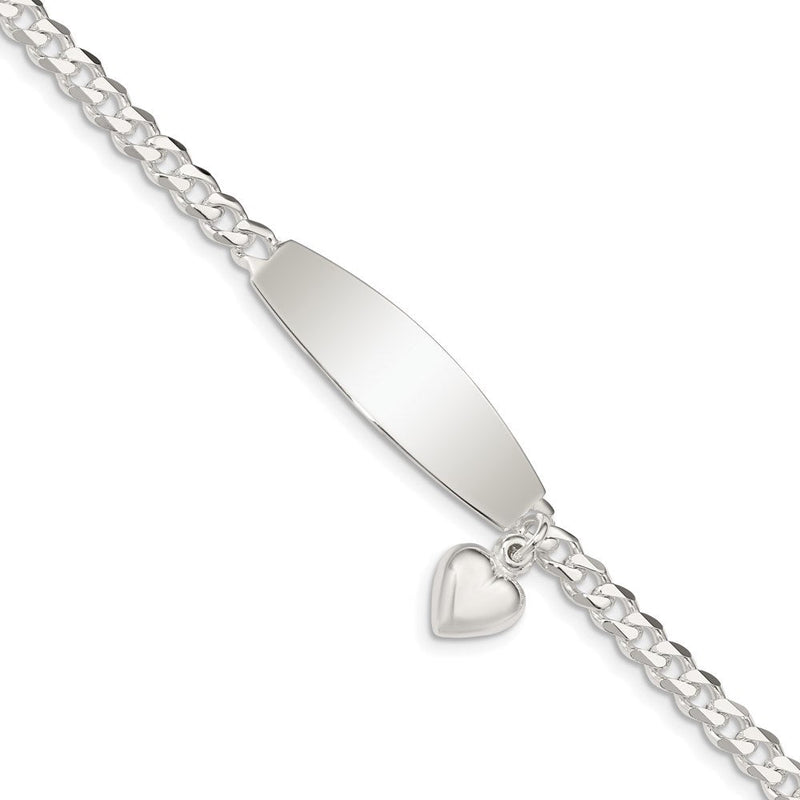 Sterling silver heart ID bracelet