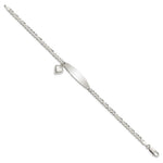 Sterling Silver Polished Curb Link ID Heart Dangle Bracelet view