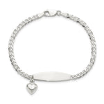 Sterling Silver Polished Curb Link ID Heart Dangle 8.5in Bracelet view