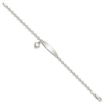 Sterling Silver Polished Rolo Link ID Heart Dangle Bracelet view 2