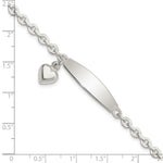 Sterling Silver Polished Rolo Link ID Heart Dangle Bracelet view 4