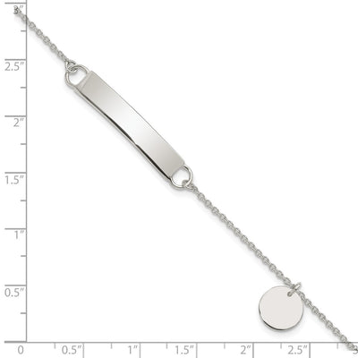 Sterling Silver Polished Curb Link ID Bracelet W/Sliding Accent