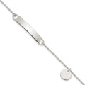 Sterling Silver Polished 7. Curb Link ID Bracelet W/Sliding Accent