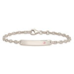 Sterling Silver Polished ID with Pink CZ Bracelet view 2