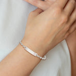 Sterling Silver Polished ID with Pink CZ Bracelet view 3