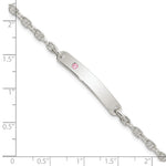 Sterling Silver Polished ID with Pink CZ Bracelet view 4