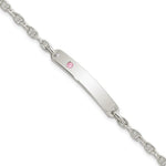 Sterling Silver Polished ID with Pink CZ Bracelet view 1