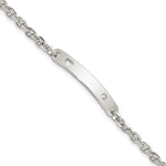 Sterling Silver Polished ID W/CZ Heart Bracelet view 1