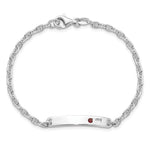 Sterling Silver Polished ID with Red CZ Heart Bracelet view 2
