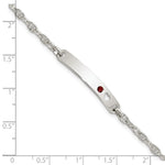 Sterling Silver Polished ID with Red CZ Heart Bracelet view 3