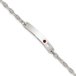 Sterling Silver Polished ID with Red CZ Heart Bracelet view 1