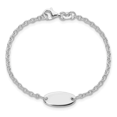 Sterling Silver Polished Childrens 6in ID Bracelet, 6 x 7.5mm