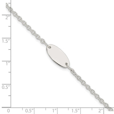 Sterling Silver Polished Childrens 6in ID Bracelet, 6 x 7.5mm