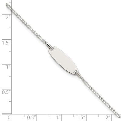 Sterling Silver Polished Childrens 6in ID Bracelet, 6 x 7mm