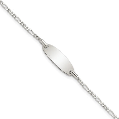 Sterling Silver Polished Childrens 6in ID Bracelet, 6 x 6.6mm